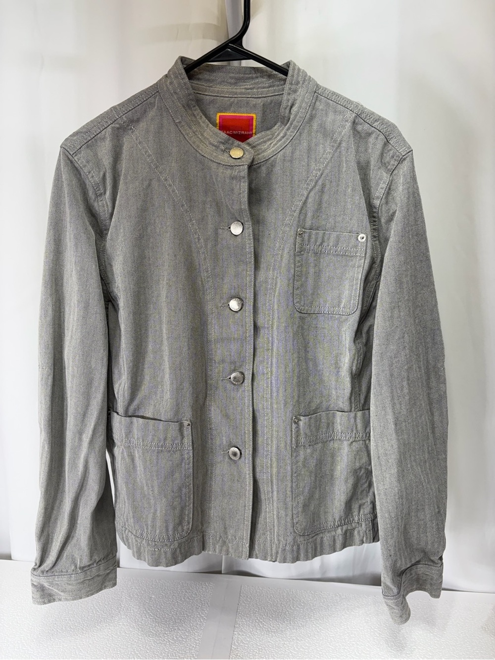 Isaac Mizrahi Gray Button-Front Utility Jacket 3204